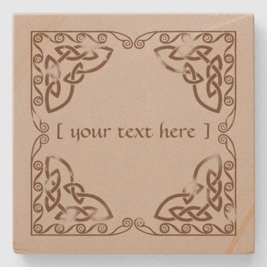 ケルト結び目模様部族デザインブラウン風化版 ストーンコースター (正面)