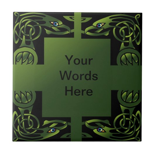 ケルト結び目模様鳥デザインセラミックタイル タイル (正面)