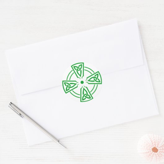 ケルト結び目模様5緑 ラウンドシール (封筒)