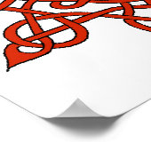 ケルト結び目模様9赤 ポスター (角)