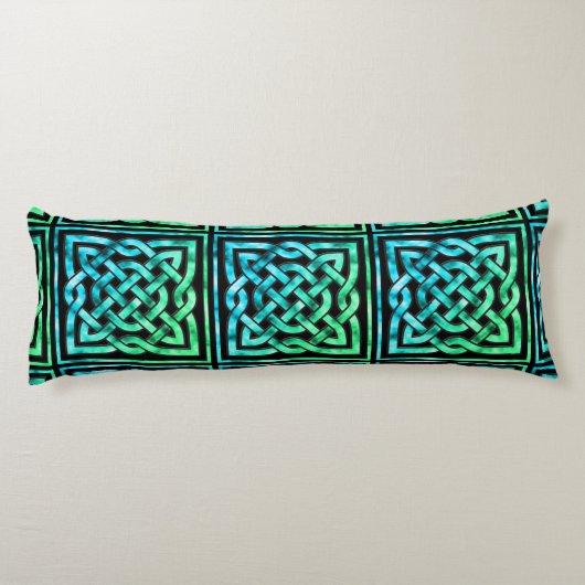 ケルト結び目模様 – スクエアブルーグリーン抱き枕 ボディピロー (裏面)