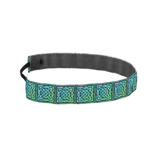 ケルト結び目模様 – スクエアブルーグリーン アスレチックヘッドバンド (左)