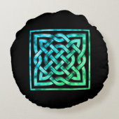 ケルト結び目模様 – スクエアブルーグリーン ラウンドクッション (裏面)