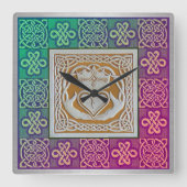 ケルト結び目模様 スクエア壁時計 (正面)