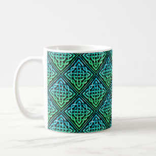 ケルト結び目模様 – ブルーグリーンマグ コーヒーマグカップ