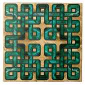 ケルト結び目模様 – マラカイトと金ゴールド タイル (正面)