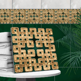 ケルト結び目模様 – マラカイトと金ゴールド タイル