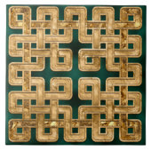 ケルト結び目模様 – マラカイトと金ゴールド タイル (正面)