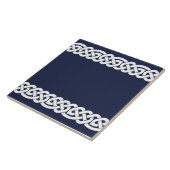 ケルト結び目模様,観賞用,紺色,白 タイル (側面)