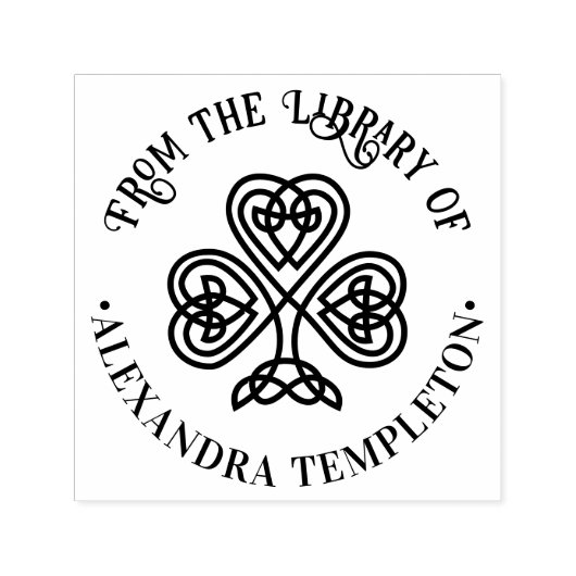 ケルト結び目模様Shamrock Libraryブック名#3P セルフインキングスタンプ (デザイン)