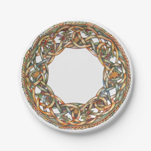 ケルト結び糸細工とサンシンボルリサ ペーパープレート (正面)
