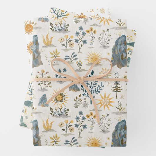 ケルト結び糸細工とサンシンボルリサ ラッピングペーパーシート (インサイチュ)