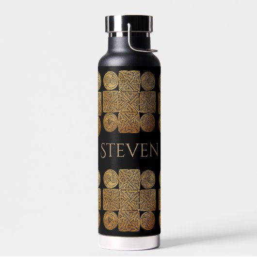 ケルト結び糸細工クロスパーソナライズされた ウォーターボトル (左面)
