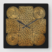 ケルト結び糸細工クロス スクエア壁時計 (正面)