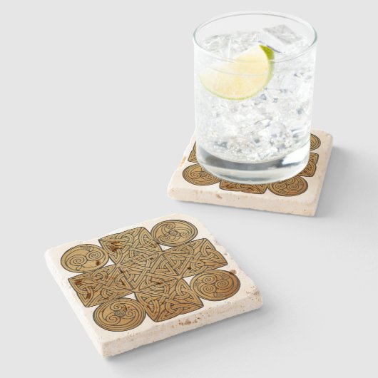 ケルト結び糸細工クロス ストーンコースター (横)