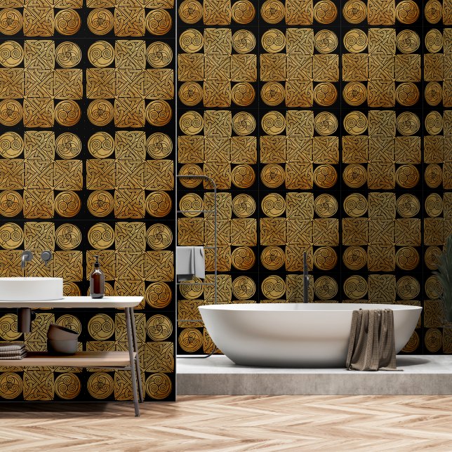 ケルト結び糸細工クロス 壁紙 (浴室)