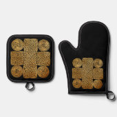 ケルト結び糸細工クロス 鍋つかみ&鍋敷きセット (正面)