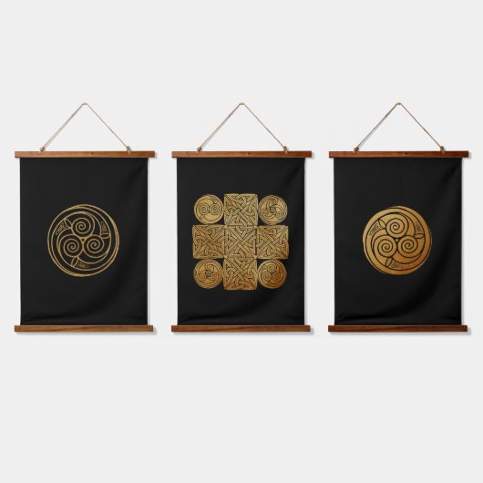 ケルト結び糸細工デザインセット 吊り下げ型タペストリー (トリプル)