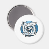 ケルト結び糸細工デザインブルードッグ マグネット (正面/裏面)