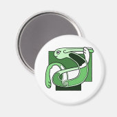 ケルト結び糸細工デザイン – グリーンラビット マグネット (正面/裏面)