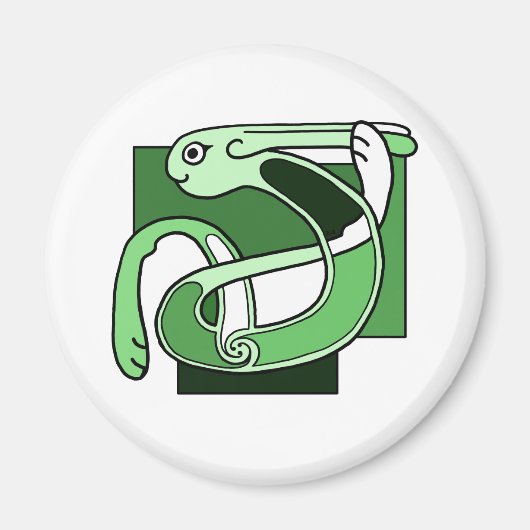 ケルト結び糸細工デザイン – グリーンラビット マグネット (正面)