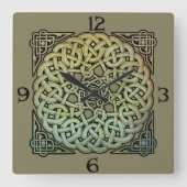ケルト結び糸細工マンダラ スクエア壁時計 (正面)