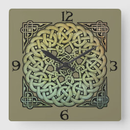 ケルト結び糸細工マンダラ スクエア壁時計