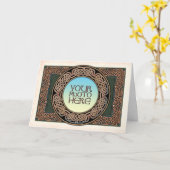 ケルト結び糸細工ラウンドフォトフレームグリーティングカード カード (黄色い花)