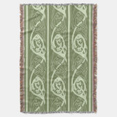 ケルト結び糸細工魚の緑 スローブランケット (正面縦)