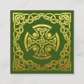 ケルト結婚の緑 |金ゴールドフェイク詳細Webサイト スクエア名刺 (裏面)