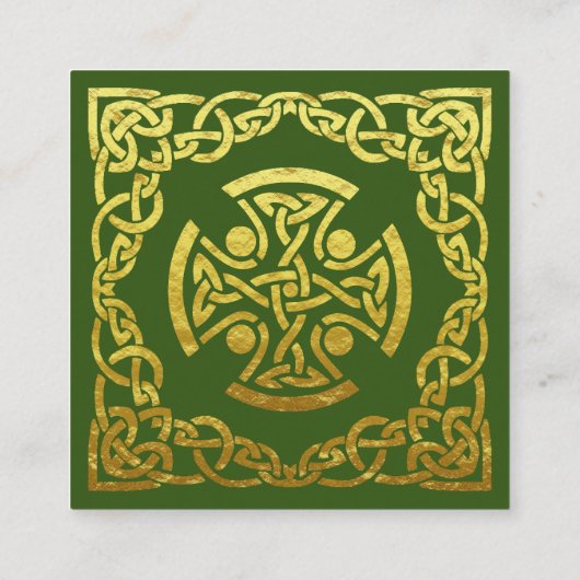 ケルト結婚の緑 |金ゴールドフェイク詳細Webサイト スクエア名刺 (裏面)