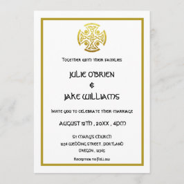 ケルト結婚スのフェイク金ゴールドケルト結び目模様クロス 招待状