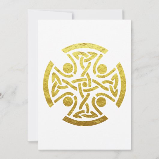ケルト結婚スのフェイク金ゴールドケルト結び目模様クロス 招待状 (裏面)