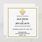 ケルト結婚スのフェイク金ゴールドケルト結び目模様クロス 招待状 (正面/裏面)