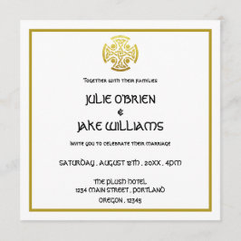 ケルト結婚スのフェイク金ゴールドケルト結び目模様クロス 招待状