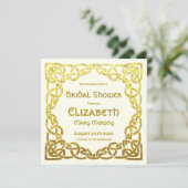 ケルト結婚スフェイク金ゴールドケルト結び目模様ブライダルシャワー 招待状 (スタンド正面)
