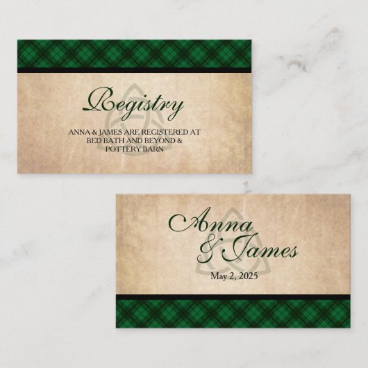 ケルト結婚ックの登記簿 エンクロージャーカード (正面/裏面)