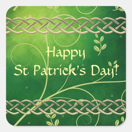 ケルト緑のノット葉と スクエアシール (正面)