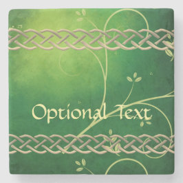ケルト緑のノット葉と ストーンコースター