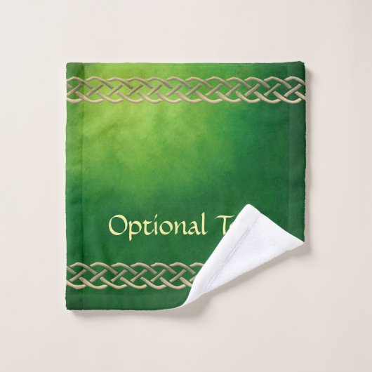 ケルト緑のノット葉と バスタオルセット (ウォッシュタオル)