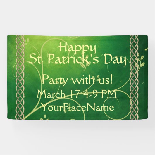 ケルト緑のノット葉と 横断幕 (横)