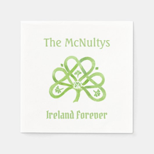 ケルト緑の水の色シャムロック スタンダードカクテルナプキン (正面)