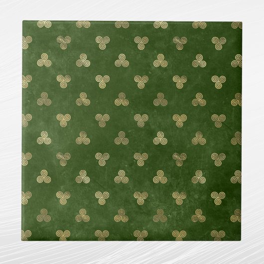 ケルト緑金ゴールドトリプルスパイラル タイル