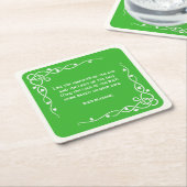 ケルト編み – 白と緑の賛美アイルランド語(#2) スクエアペーパーコースター (アングル)