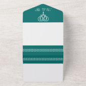 ケルト織りハートでティール（緑がかった色）すべて1つの招待状 オールインワン招待状 (外側)