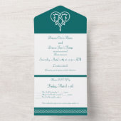 ケルト織りハートでティール（緑がかった色）すべて1つの招待状 オールインワン招待状 (内側)