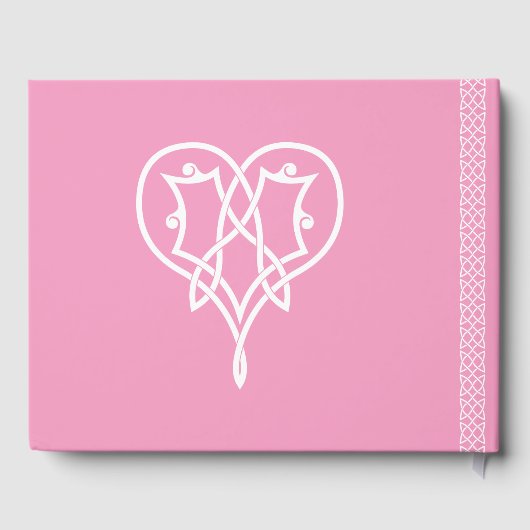 ケルト織りハートインペタルピンクゲストブック ゲストブック (裏面)