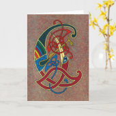 ケルト美術デザイングリーティングカード カード (黄色い花)
