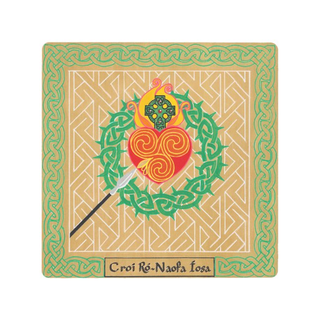 ケルト聖なるハート8x8メタルウォールアート メタルプリント (正面)