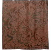 ケルト色さびグリーンパターン シャワーカーテン (正面)